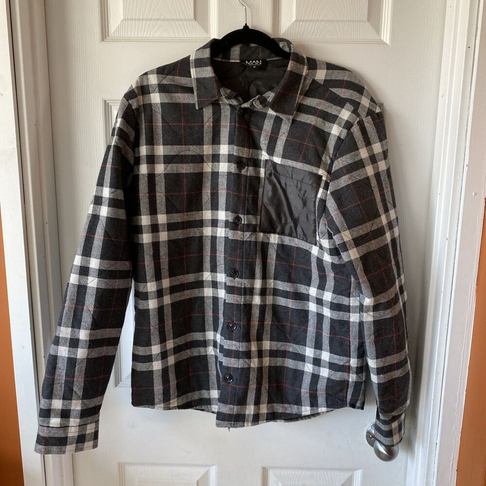 Boohoo Man Work Jacket Men’s Size Medium Plaid Button Up Outdoor